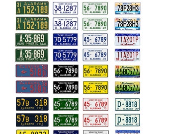 scale model car assorted USA license plates Alabama state tags