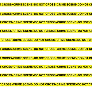 Puede incluir: Cinta de precaución amarilla y negra con el texto "DO NOT CROSS CRIME SCENE. DO NOT CROSS" repetido varias veces.