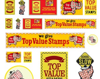 miniature scale model toy Top Value Stamp signs