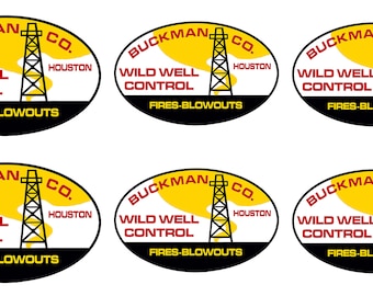 Buckman Co. oil well firefighters The Hellfighters waterslide helmet decals
