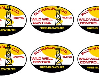 Buckman Co. oil well firefighters The Hellfighters waterslide helmet decals