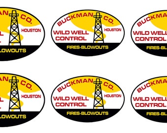 Buckman Co. oil well firefighters The Hellfighters waterslide helmet decals