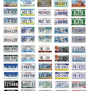 scale model car assorted USA license plates state tags 2020 2020s