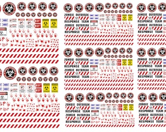 1:64 scale model car zombie response team waterslide decals