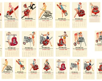1:25 G scale model car auto shop garage pin up 1953 Rigid Tools calendar