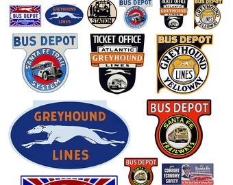 miniature scale model assorted vintage bus station signs