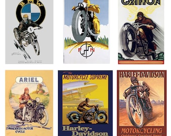 miniature 1:25 G scale model vintage motorcycle posters