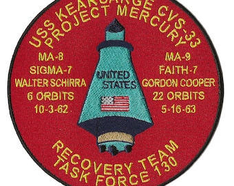 USS Kearsarge CVS33 NASA Mercury 8 9 space program US Navy ship recovery task force patch