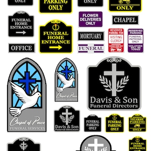 miniature 1:25 scale model funeral home mortuary signs