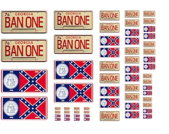 Assorted scale model car Smokey and the Bandit license plates tags