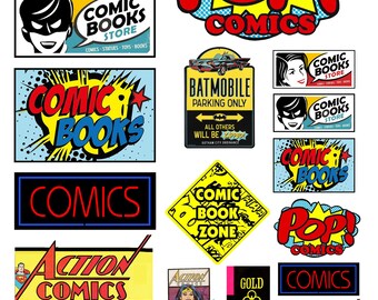 miniature scale model comic book store shop signs