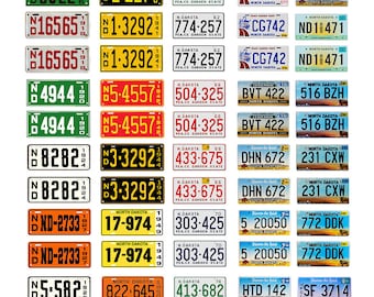 scale model car assorted USA license plates North Dakota state tags