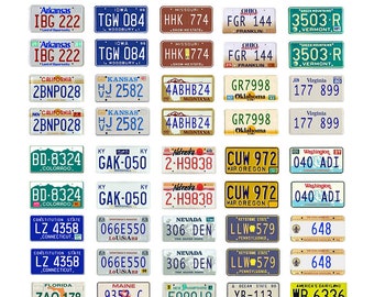 scale model car assorted USA license plates state tags 1980s 1980