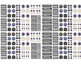 1:64 scale model coroner medical examiner decals