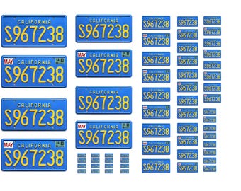 Assorted scale model car A Team van license plates tags
