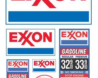 miniature scale model Exxon gasoline station gas signs