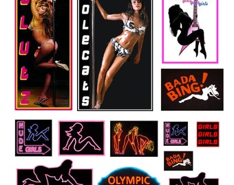 miniature scale model strip club exotic dancer signs