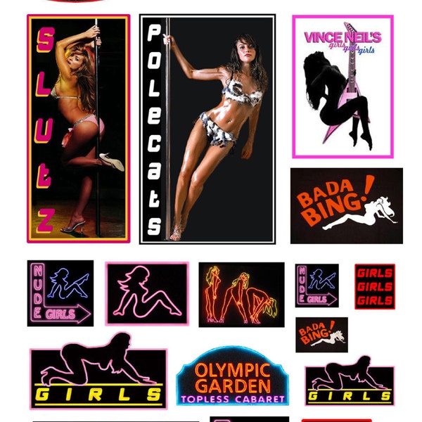 miniature scale model strip club exotic dancer signs