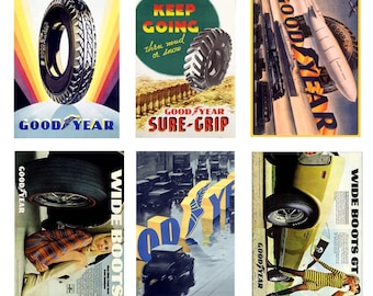 miniature scale vintage Goodyear tire posters