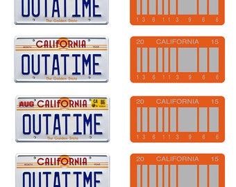 1/8 scale model car Back to the Future Delorean license plates Califiornia state tags