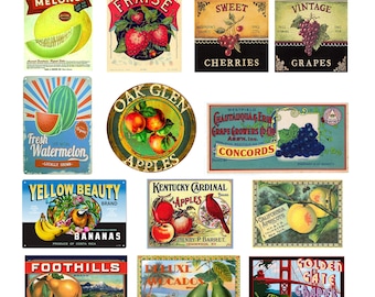 miniature scale model vintage farmer's market fruit signs posters