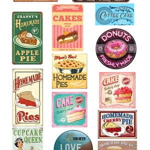 miniature scale vintage bakery store shop signs posters
