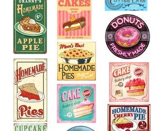 miniature scale vintage bakery store shop signs posters