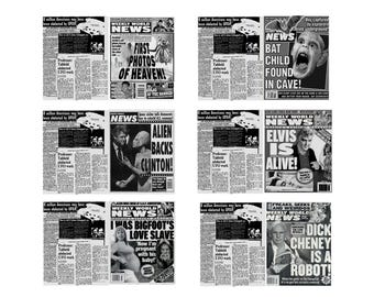 1:12 dollhouse scale miniature model Weekly World News tabloid newspapers