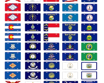 scale model car USA state flag license tag plates