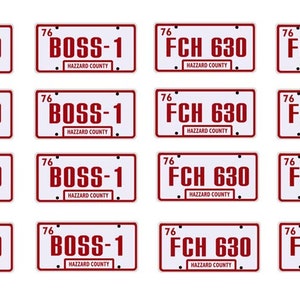 scale model Dukes of Hazzard General Lee Roscoe license tag plates