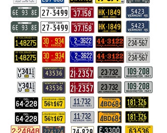 scale model car assorted USA license plates state tags 1940s 1940 1/18 1/25 1/43 1/64