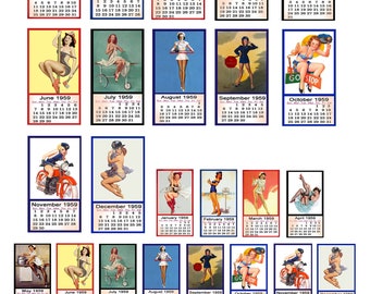 miniature 1:25 G scale model  pin up calendar Fire Police Nurse Vintage Pin-UP