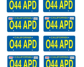 scale model Columbo license tag plates