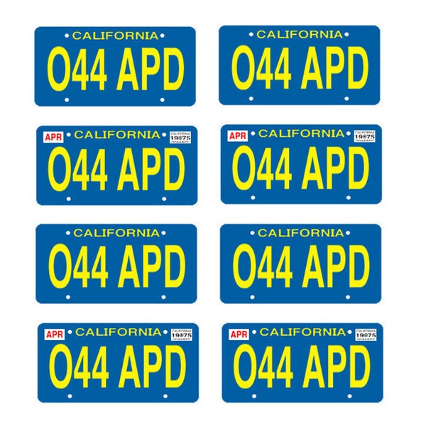 scale model Columbo license tag plates