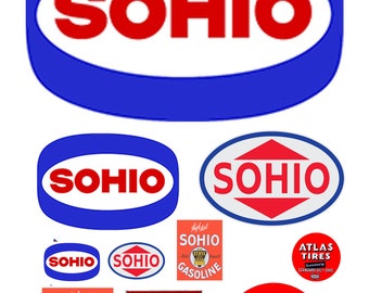 miniature scale model Sohio gasoline station gas signs