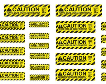 1:25 scale model Caution Vehicle Backs Frequently utility truck decals