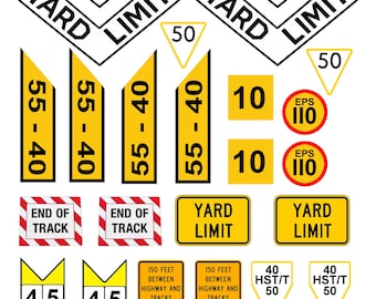 miniature scale model railroad yard train track signs