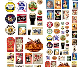 miniature 1:148 N scale beer liquor alcohol bar signs
