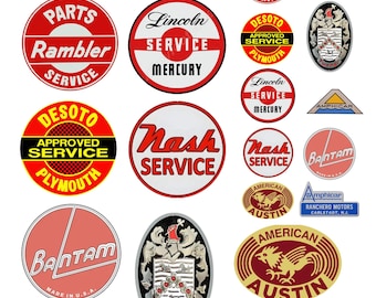 miniature scale model vintage car automobile service center signs Set 2