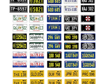 scale model car assorted TV movie license plates tags set 4