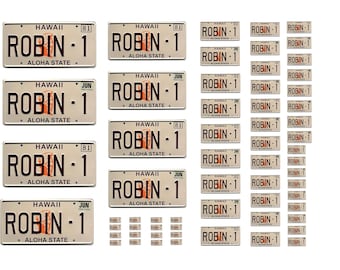 Assorted scale model car Magnum PI license plates tags