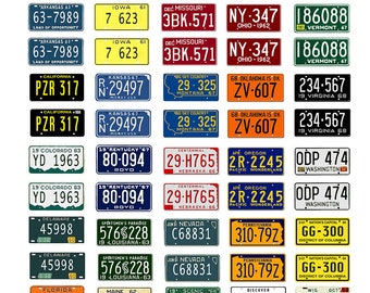 scale model car assorted USA license plates state tags 1950s 1950 1/18 1/25 1/43 1/64