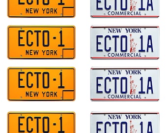 1/8 scale model car Ghostbusters Ecto-1 Ecto-1A license plates New York state tags