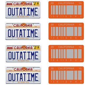 scale model Back to the Future Delorean California license tag plates
