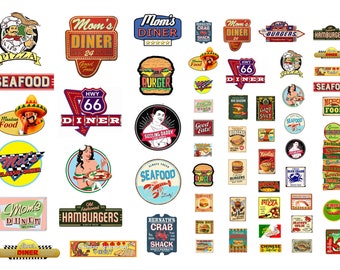 miniature 1:148 N scale model diner restaurant signs