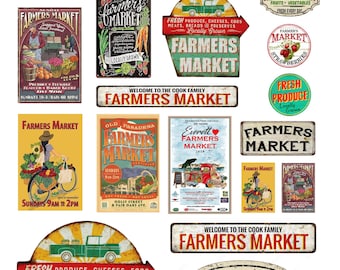 miniature scale model vintage farmer's market signs posters
