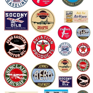 miniature scale aviation airplane fuel oil signs