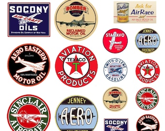 miniature scale aviation airplane fuel oil signs