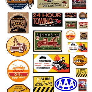 miniature scale model automobile towing service tow truck signs