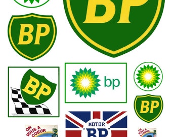 miniature scale model BP gas station signs British Petroleum Gasoline